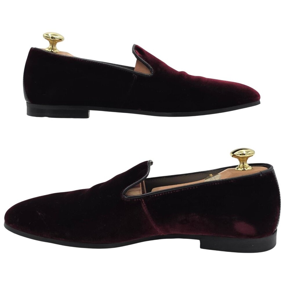 Italy To Boot Adam Derrick Mens 8M Garnet Red Velvet Dress Shoes Loafers Slipper - Picture 9 of 16